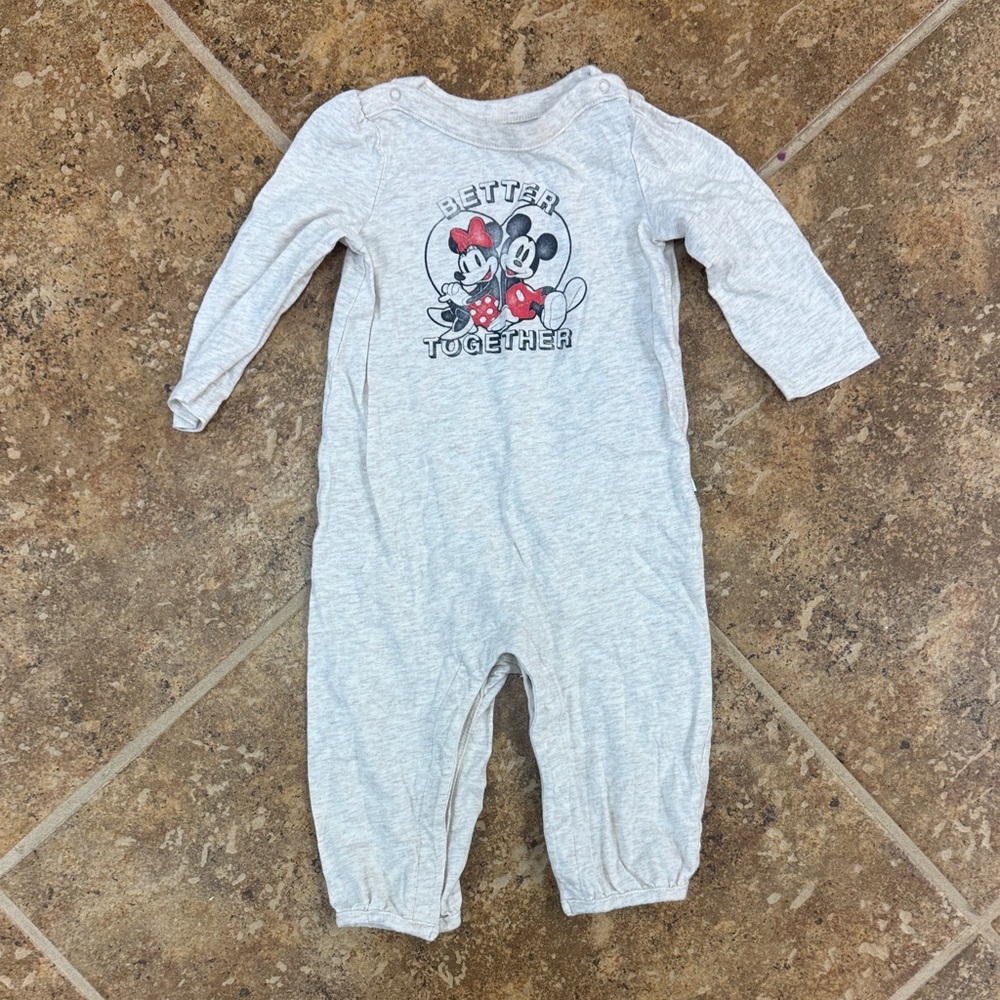 Baby GAP Disney Mickey and Minnie Gray Romper